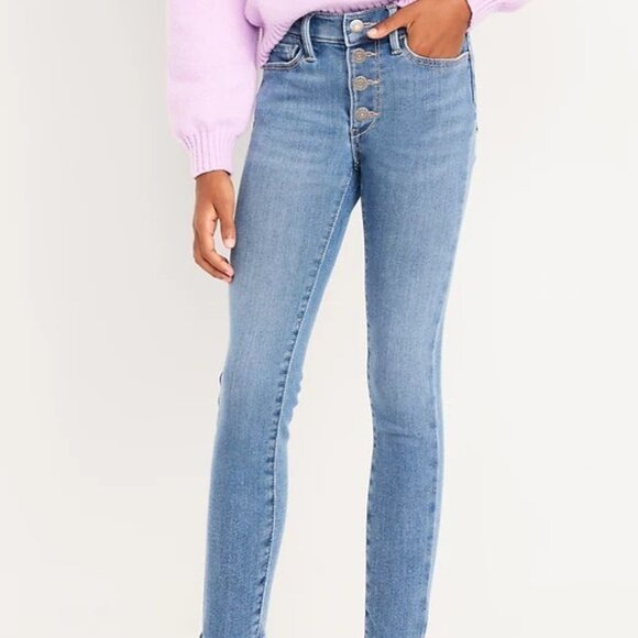 Old Navy Girls High-Waisted Rockstar 360° Stretch Button-Fly Jeggings Size 16 - Picture 1 of 6